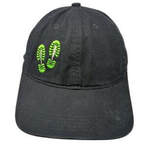 Carhartt Baseball Cap Black One Size Strapback Green Boot Prints Canvas Work Hat